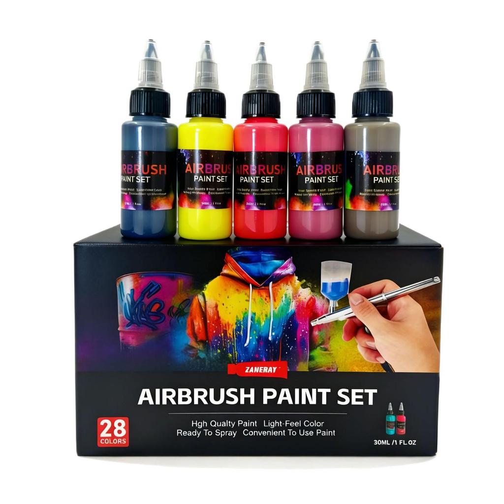 28-Color Pointed Mouth Airbrush Acrylic Paint Set for DIY Model and Figure Painting