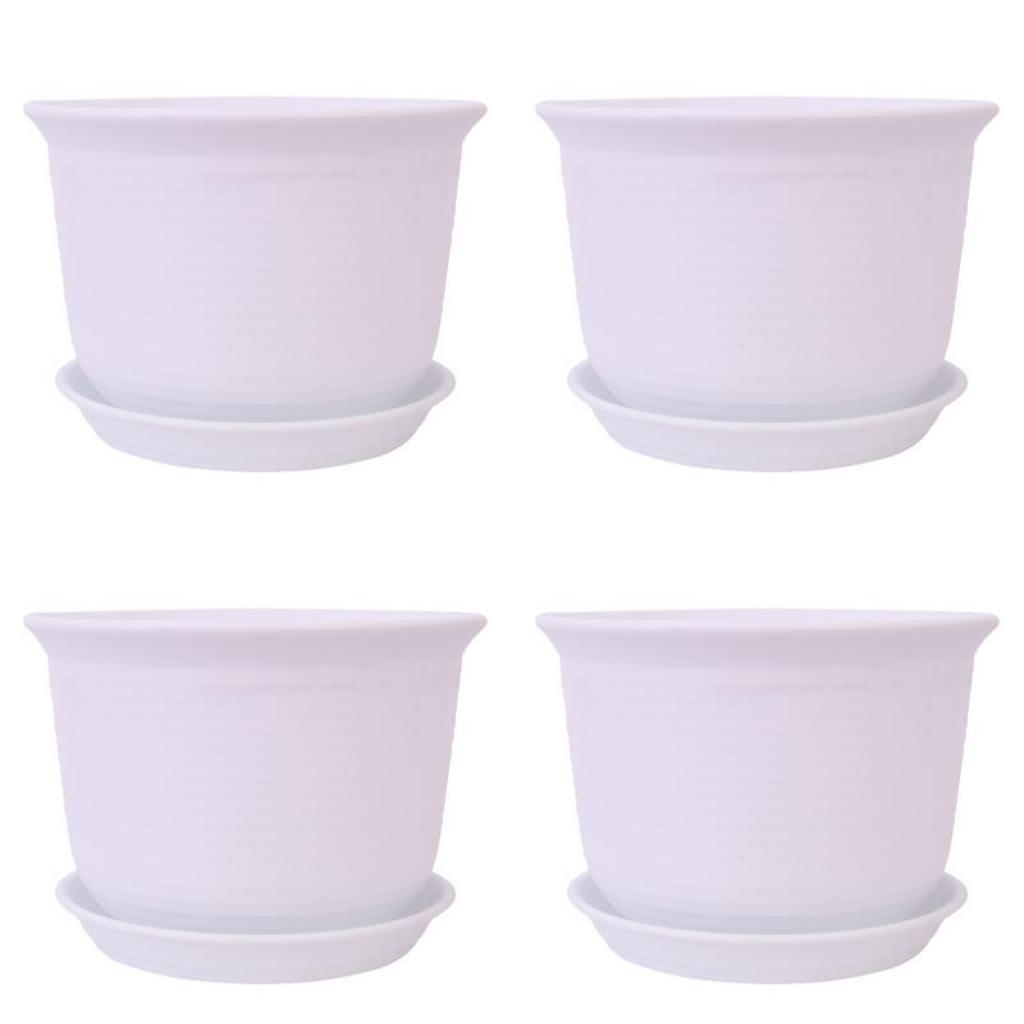 Set of 5 Imitation Ceramic Plastic Flower Pots 1515.5 cm for Indoor Plants