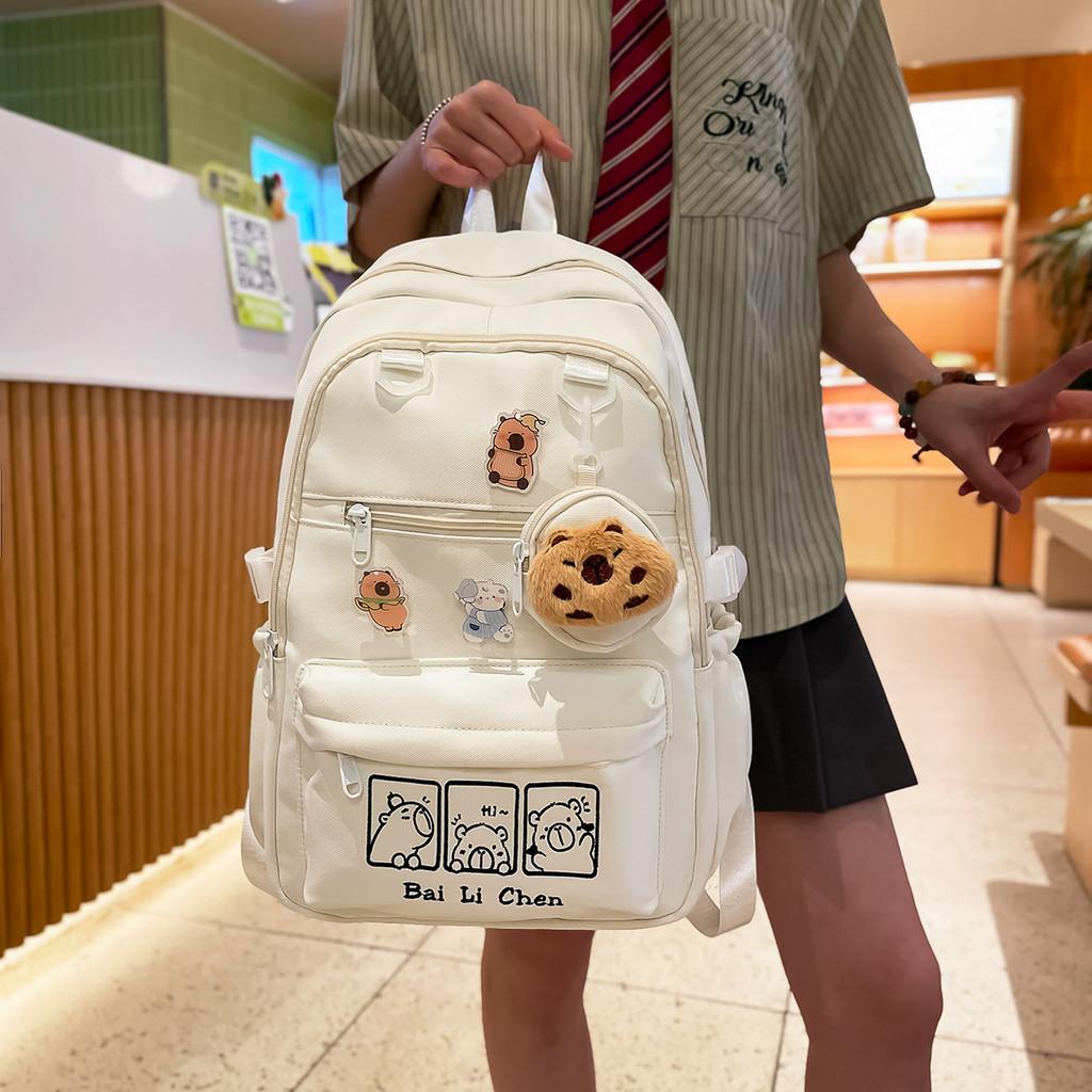 Capybara School Pattern Backpack With Lightweight Material For Teens Adults And