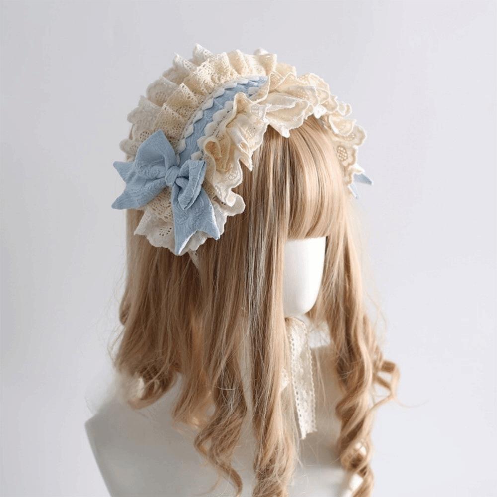 New Lace Lolita Headband Sweet Cosplay Head Wrap Bowknot Headwear Hair Accessories синий