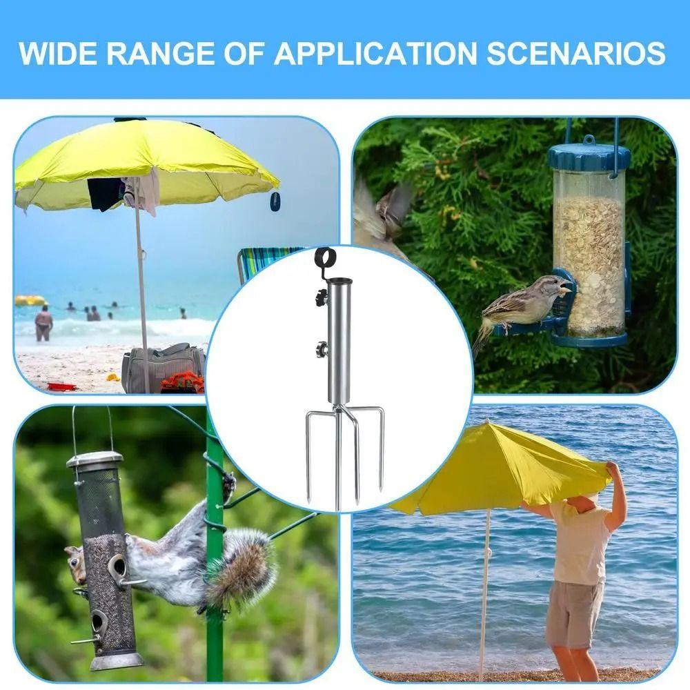 Portable Camping Umbrella Base 4 Nails Outdoor Flag Pole Holder Beach Parasol Rod Stand Patio
