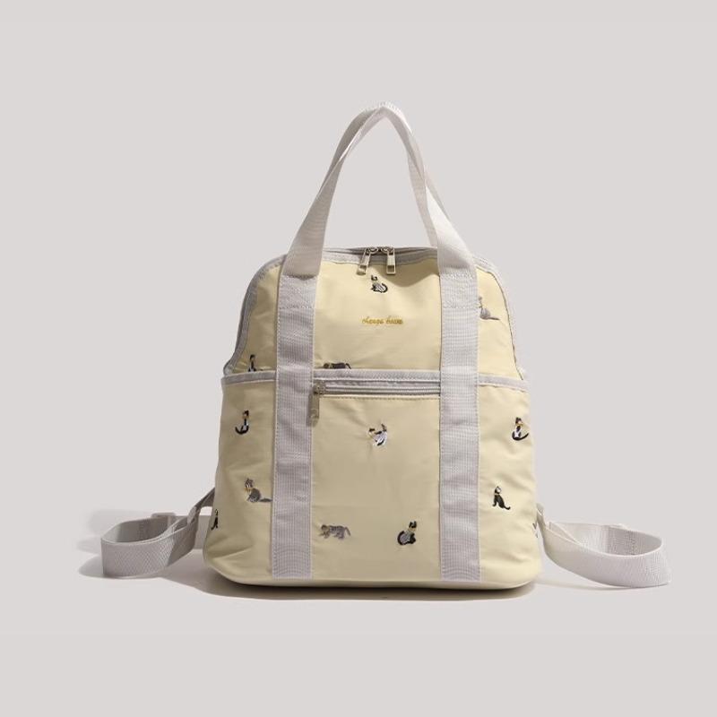 

Вышитый котенок нежный многофункциональный рюкзак легкий дорожный сумка для мамы абрикосовый света