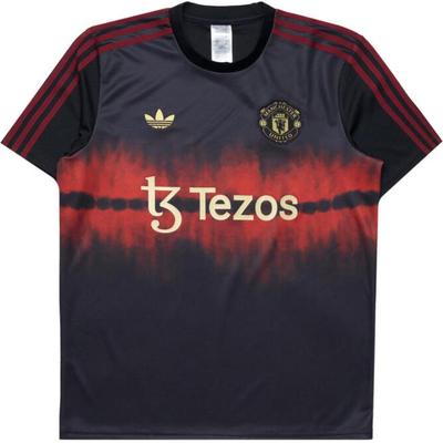 Oryginalna koszulka piłkarska z krótkim rękawem pulower z paskiem z logo Manchesteru United Męskie topy Czarna JF0377