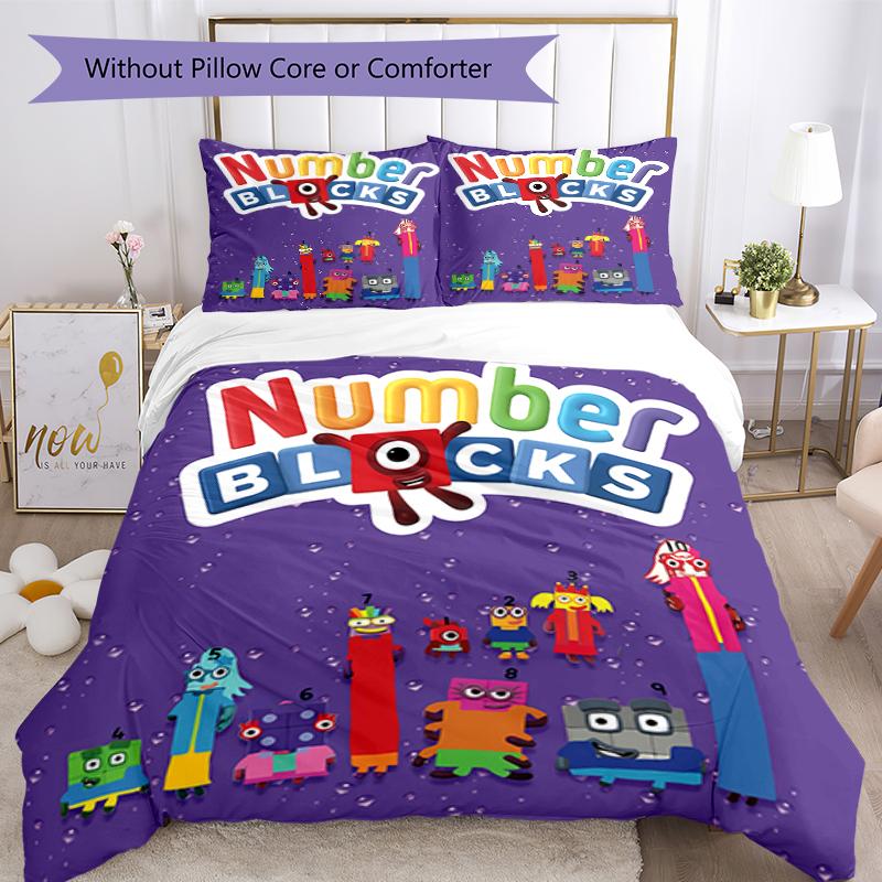 3-teiliges Numberblocks2-Muster Bettwäscheset Bettbezugset enthält Bettbezug & Kissenbezüge, perfekte Ganzjahres-Schlafzimmerdekoration & Geschenk