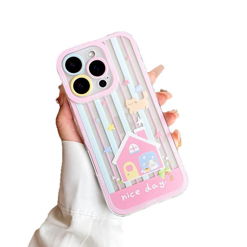 Pink House for Apple 17 Mobile Phone Case for IPhone16promax Cartoon 15plus Couple New Style