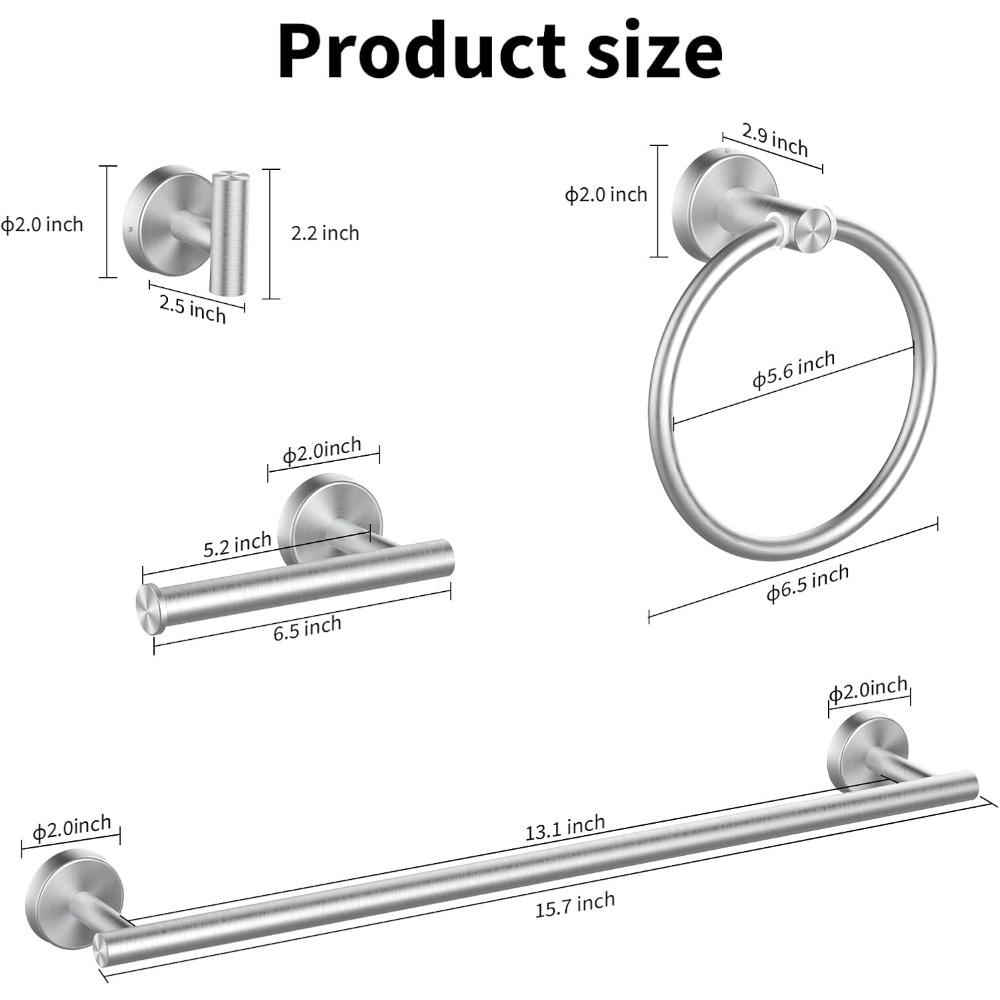 10 Piece Brushed Nickel Bathroom Accessories Set, 16 inch Brushed Nickel Bathroon Hardware Set Towel Bar Ring Toilet Paper