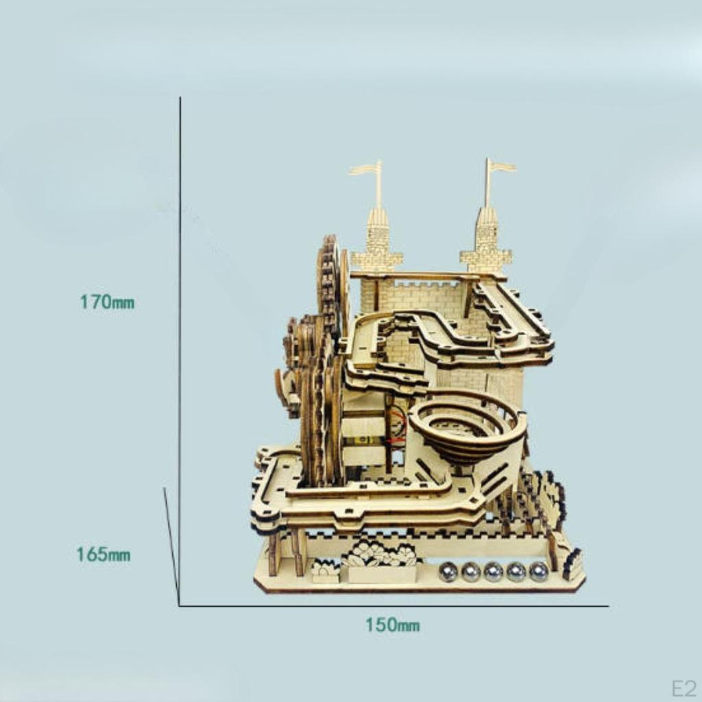 Dřevěná dráha kuličková hračka kreativní mechanický model běh stavebnice hrad