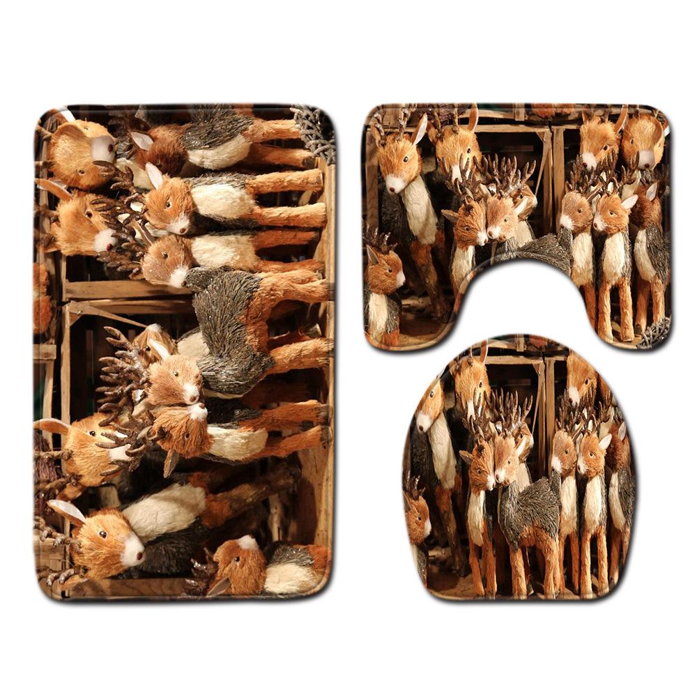 Weihnachts-Badezimmer-Bodenmatte Toilette Dreiteiliges Set