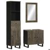VidaXL Ensemble De Meubles De Salle De Bain 3 Pcs Noir Manguier Massif, Armoire De Salle De Bain, Placard De Salle De Bain, 3310001