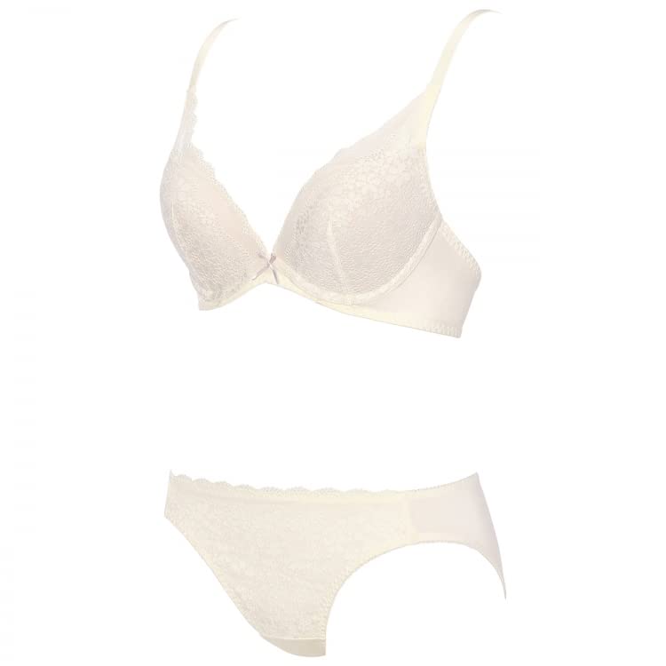 AMOSTYLE BY Triumph Dream Bra Deep V Bra Panty Daisy M014 Size E70M & Set, Lace, (Black),