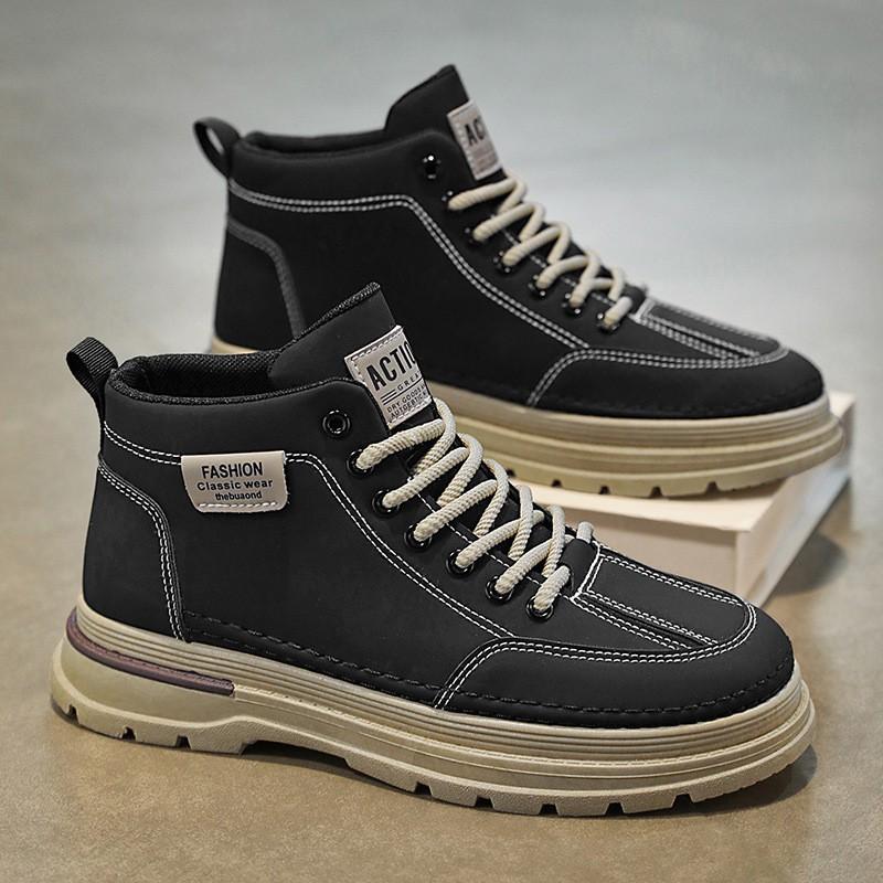 

Martin Boots Men s Shoes Spring High-top Trend All-matching Non-slip Leather Casual Work Short Height Increasing 42