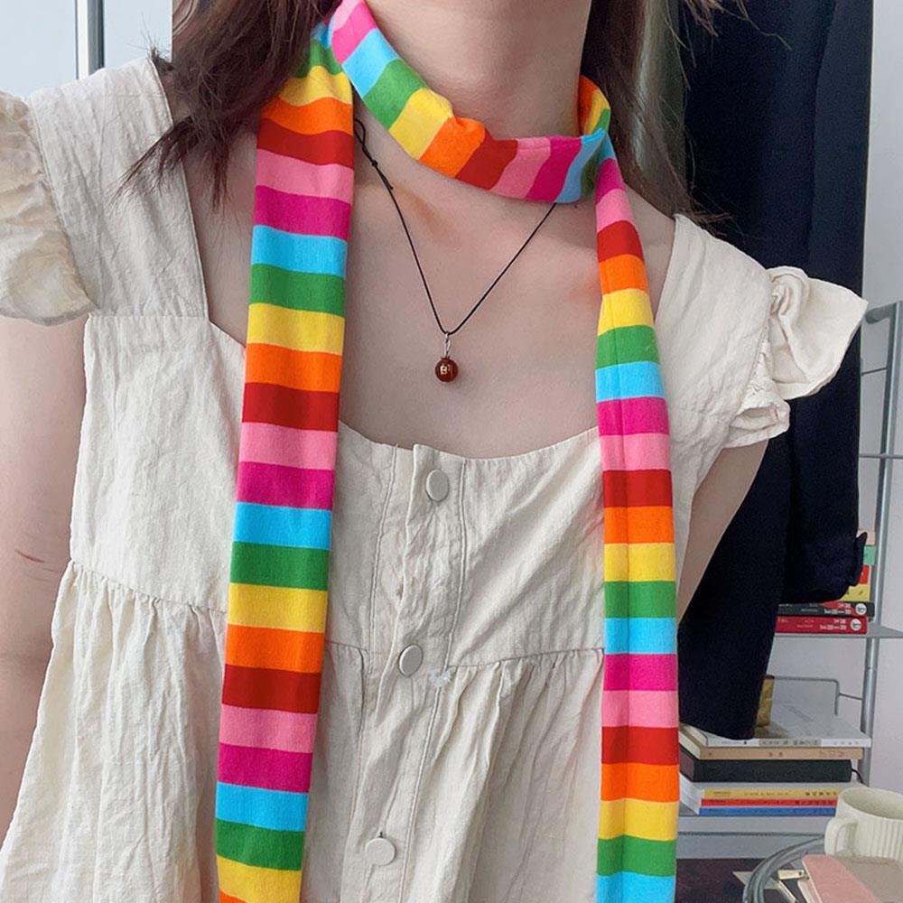Girl's Striped Long Scarves Y2K Striped Scarf Harajuku Gothic Neck Warm Winter Warm Scarf Thickened Black White Shawl Wrap Women