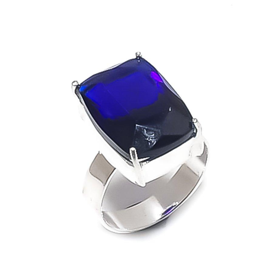 Natural London Blue Topaz Gemstone 925 Sterling Silver Jewelry Ring Size 8 I6i29