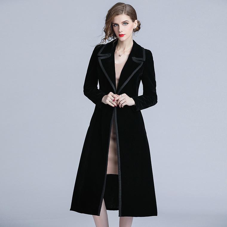 Women S Long Black Velvet Trench Coat Women S Long Black Velvet Trench Coat, Velvet Trench Coat For Ladies