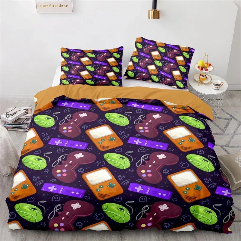 Gaming Duvet Cover Microfiber Console Game Controller Comforter Cover Boys Teens Video Game Queen Bedding Set Heart Quilt Cover EU Single(135x200cm)