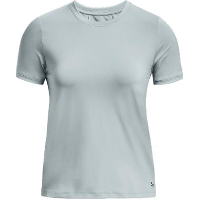 Rush Solid Back Mesh Crew Neck Short Sleeve T-Shirt Women Tops Harbor-Blue 1379043-465