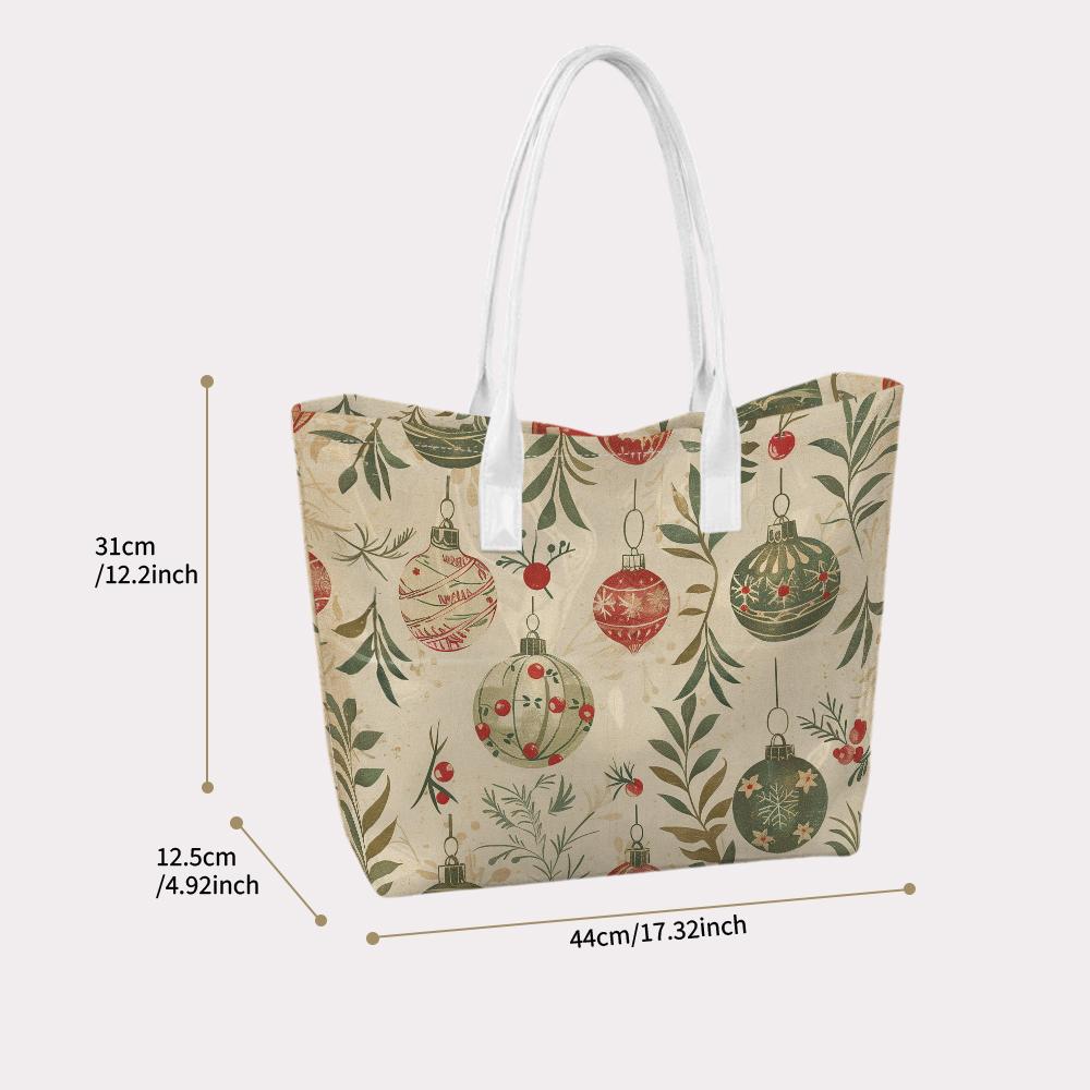 Christmas Print Tote Bag for Women Large Capacity Daily Carryall Fashionable Handbag for Festival Shopping