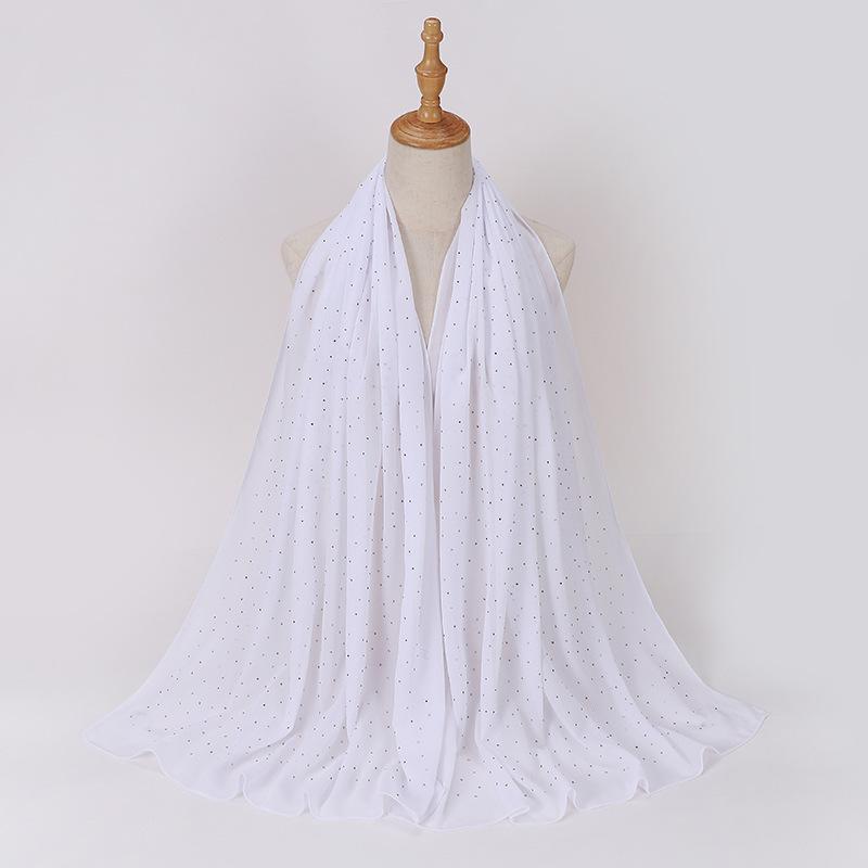 New Malaysia-Indonesia Pearl Chiffon Gypsy Hot Diamond Headscarf, Spring and Summer Long Ladies Hijab Scarf