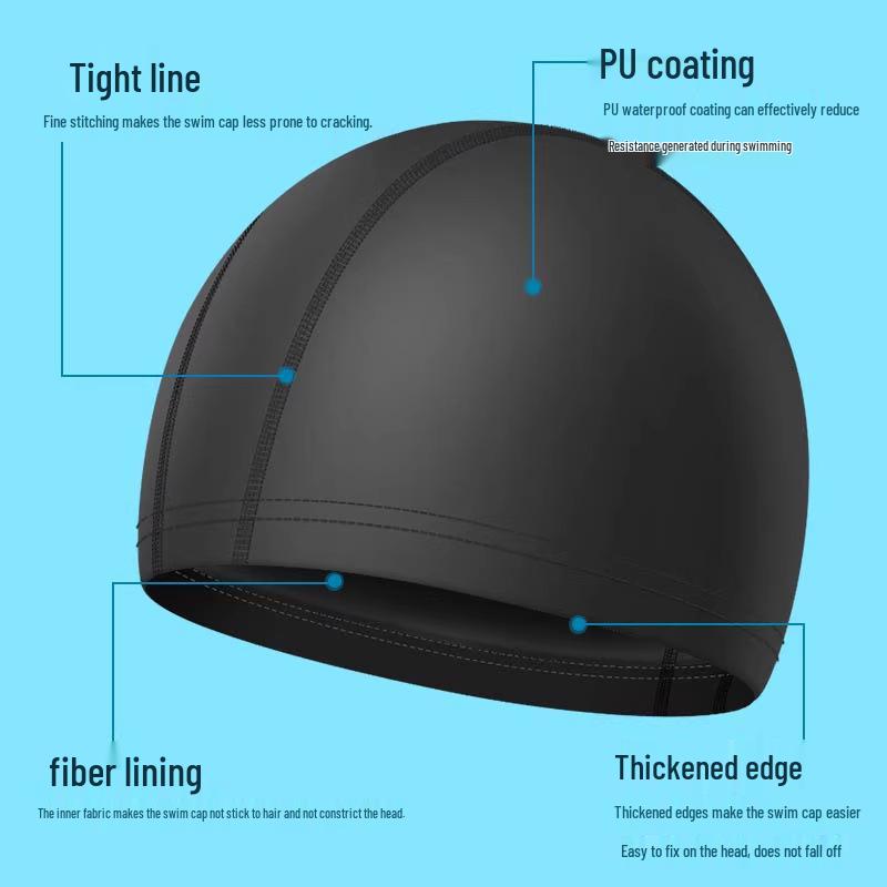 Unisex Plus Size Waterproof Swim Cap with Ear Protection for Long Hair