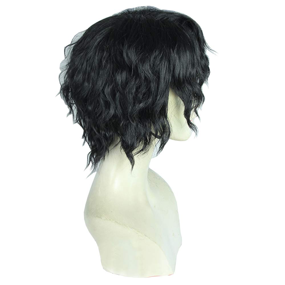 Cosplay wig with net, heat resistant, Sakusa Masaomi style, black wig