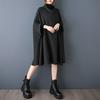 DIMANAF 2025 Autumn Winter Plus Size Shirt Dress Women Long Sleeve Vintage Lady Loose Tops Pullover Black