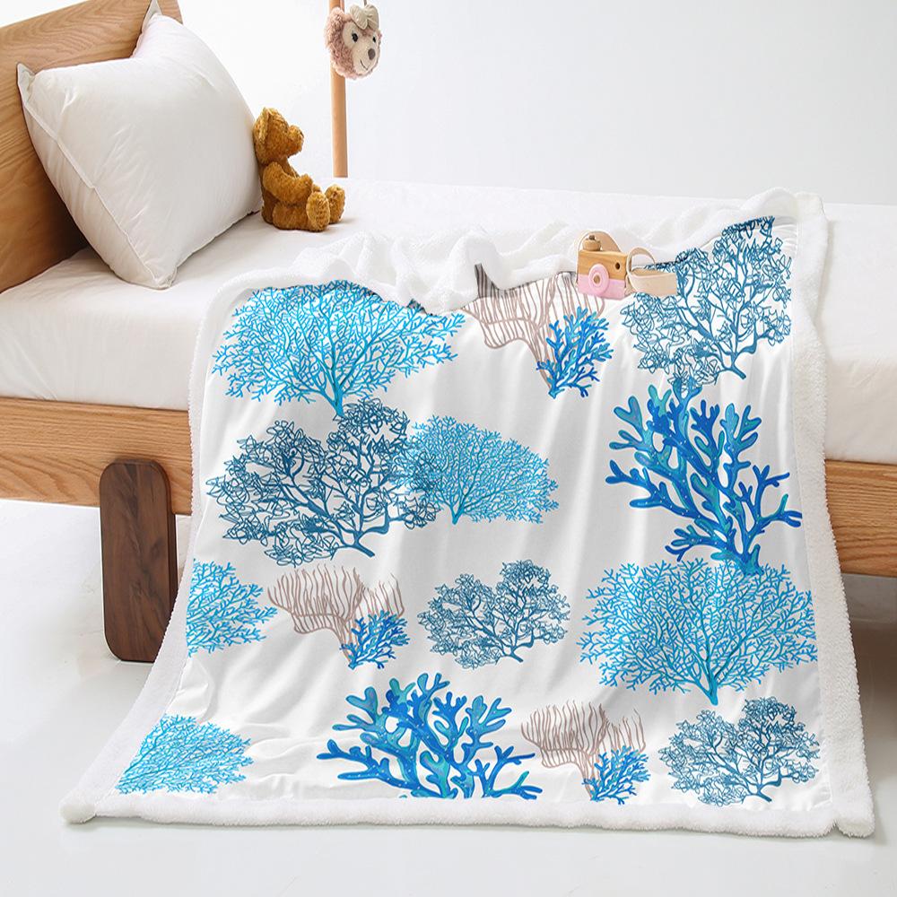 Ocean 2D Digital Printing Thickened Lamb Fleece Crystal Fleece Blanket