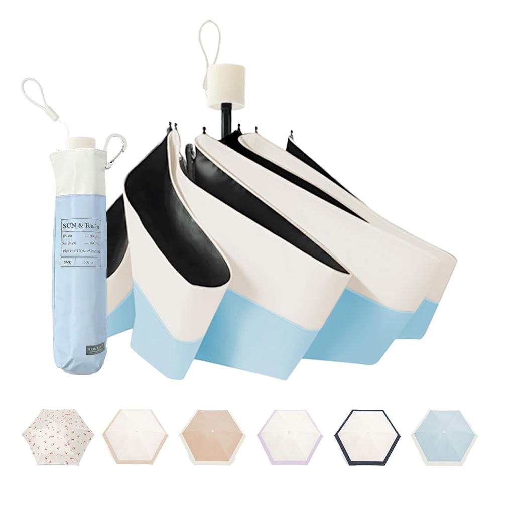Folding Umbrella Complete Shading Folding Umbrella X Hook Pouch Parasol for Sunny and Rainy Windproof and Folding Umbrella with UV Storage Pouch UV