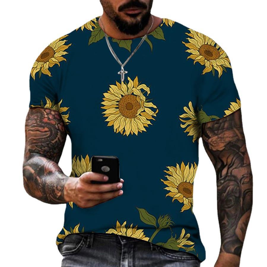 Sonnenblumen Serie 3D Gedrucktes T-Shirt Herrenbekleidung Top T-Shirt