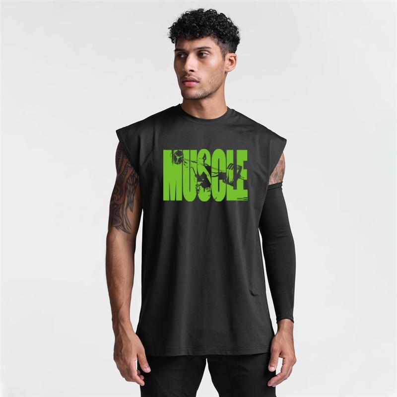 Muscleguys Herren Fitness Ärmelloses T-Shirt Weste Lose Rundhals Lauftraining Bottoming Sweatshirt
