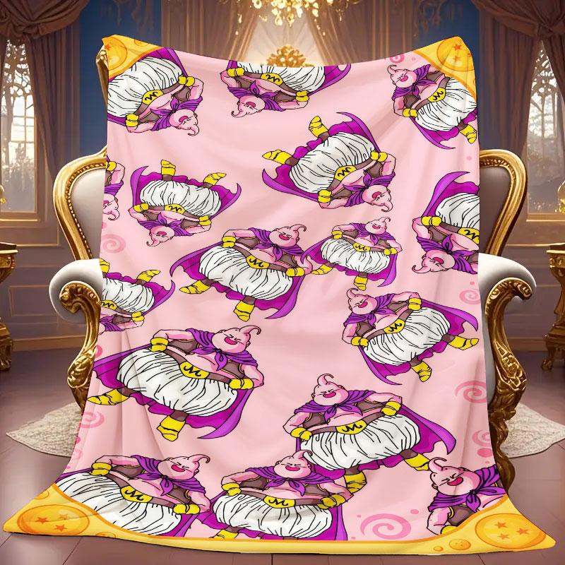 1Pc MajinBuu Print Flannel Blanket, High quality Comfortable for All Seasons, Warmth and Comfort, Perfect for Christmas Gifts