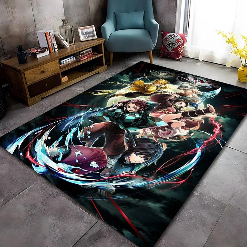 Anime Characters Carpet Mat Rug Water Lightning Effects Team Group Home Decoration Dynamic Vibrant Floor Mat Bedroom Decor