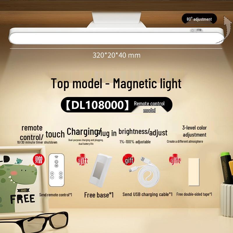 LED Desk Lamp with Eye Protection, Magnetic Base, Rotatable Design for Dorms and Bedrooms