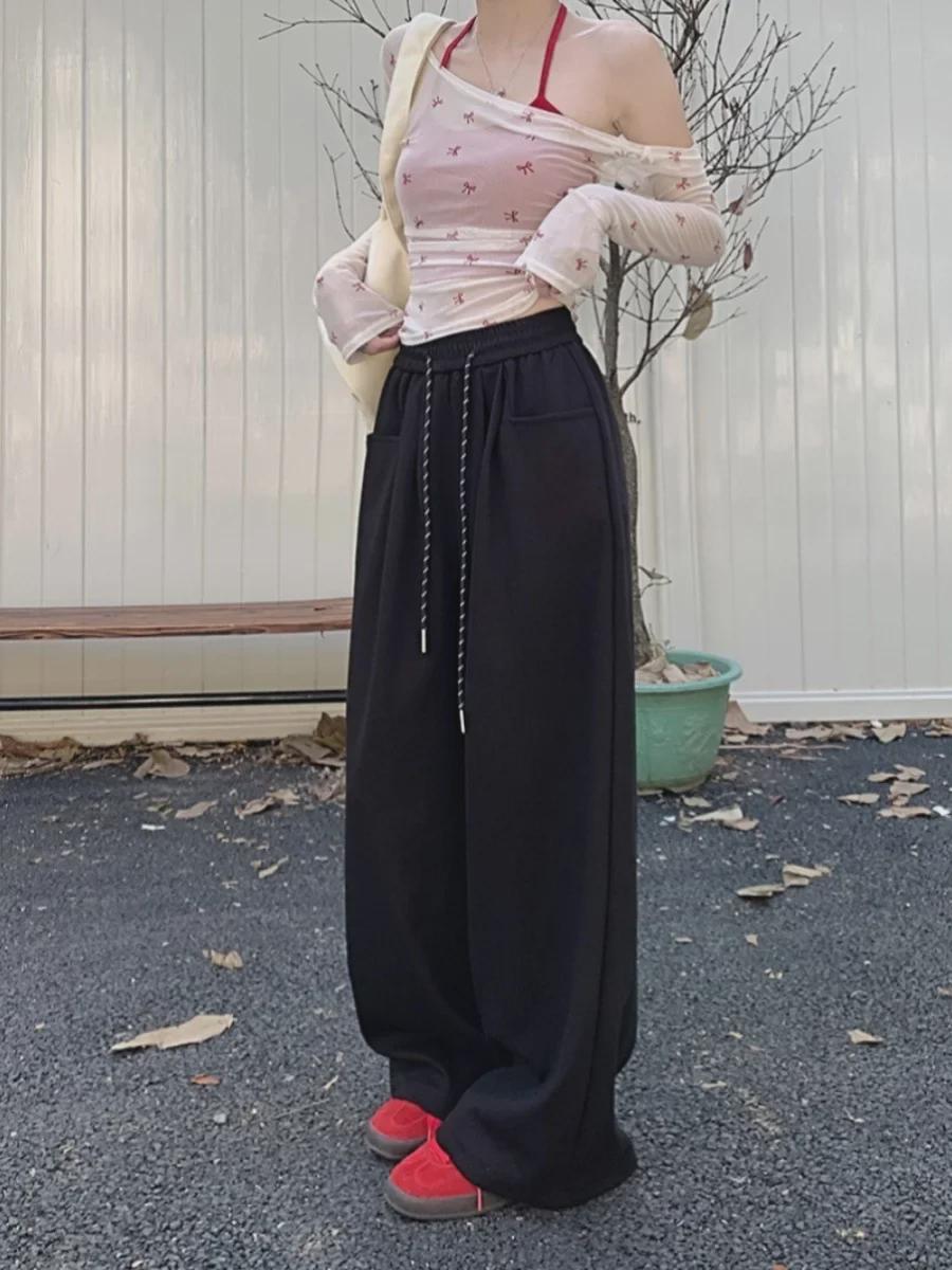 

Женские повседневные брюки с широкими штанинами и эластичным поясом: Свободный крой, длина до пола, спортивные брюки для ранней осени