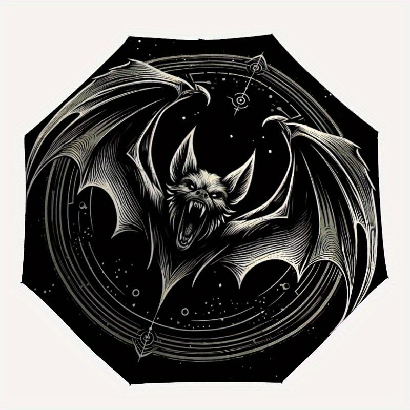 

1pc Bat Mystic Automatic Open/close, Heavy-Duty Iron Frame & 8-Rib structure, Compact Folding Umbrella for Women/Men, All-Season Travel, Halloween and