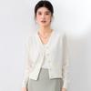 French Style Merino Blend V-Neck Knit Cardigan