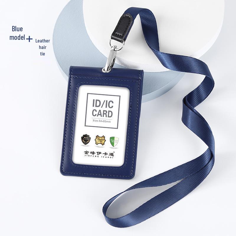 Wow Genuine Leather Anti-interference Work ID Card Holder & Lanyard