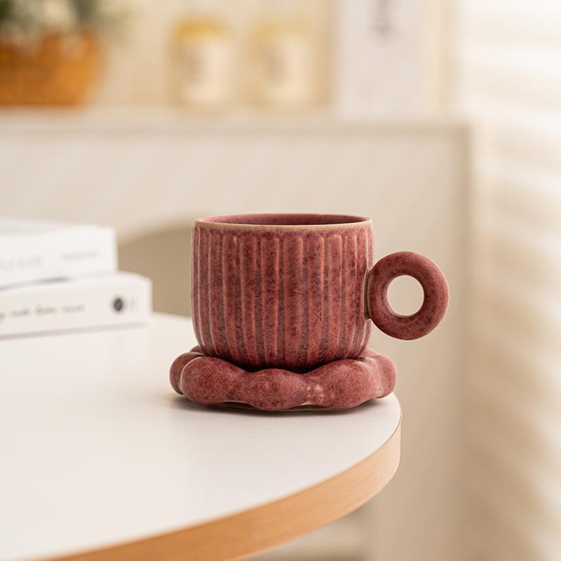 Niche Retro Coffee Cups and Plates Creative Afternoon Tea Cups Breakfast Hanging Ear Coffee Latte Art Cups and Plates