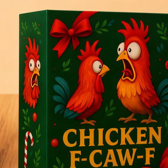 Chicken F-Caw-F Advent Calendar 24-Day Christmas Countdown Box Funny Chicken Ornaments Farm Animal Gifts for Chicken Lovers Family