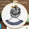 1pc Women's Hair and Flower Pattern Embroidery DIY Fabric Craft Kit Creative Craft Sewing