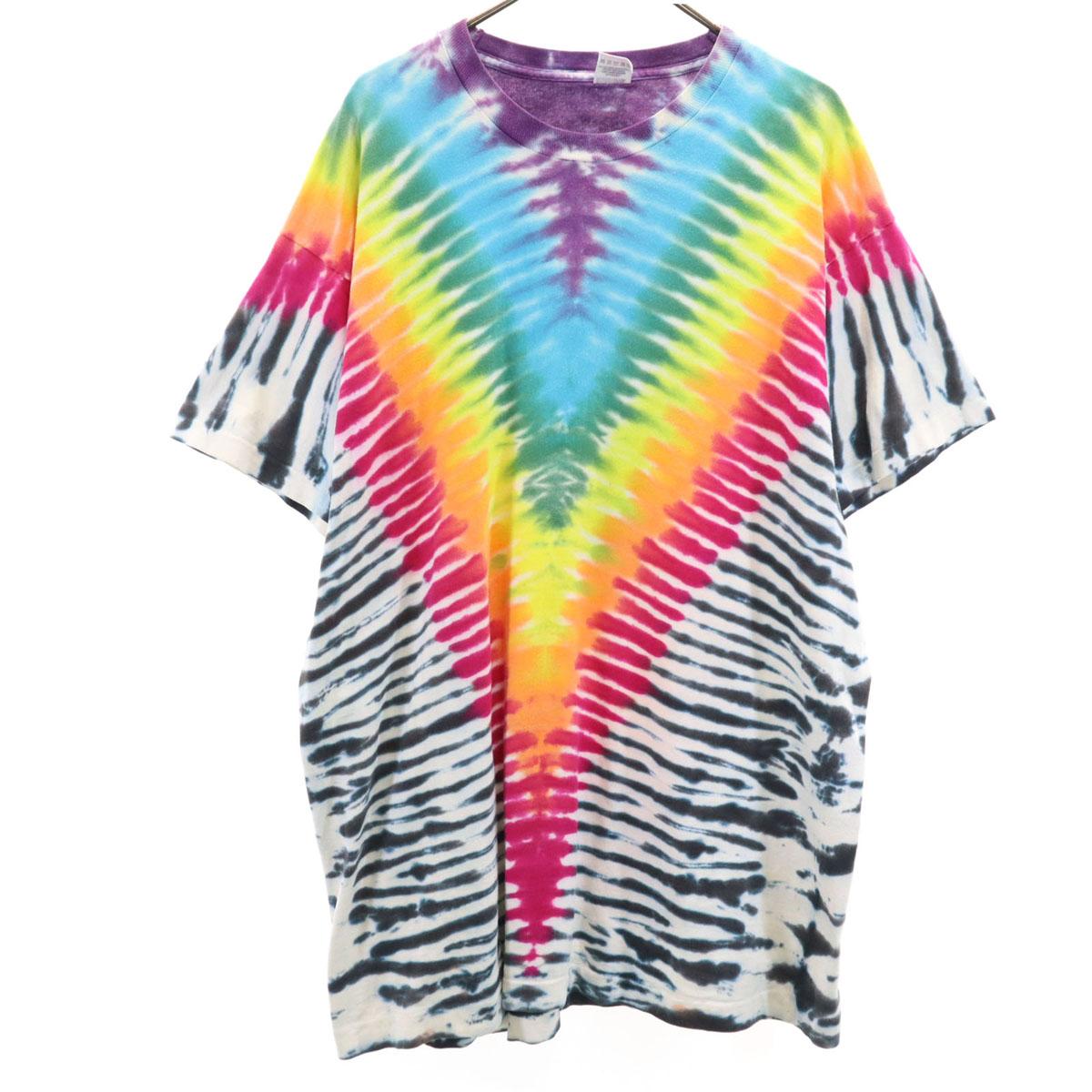 FRUIT OF THE LOOM 90-е Сделано в США Старая футболка тай-дай с коротким рукавом Мужская Б/У