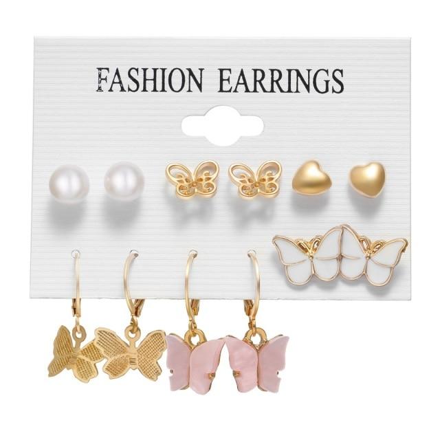 Women 'S Earrings Set Pearl Earrings For Fashionable Jewelry Women Bohemian Chic Style Geometric Crystalline Heart Stud EarringsFashion Stud
