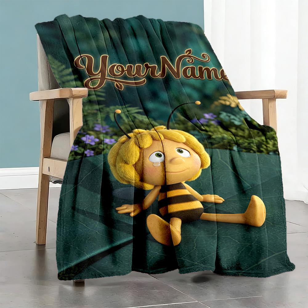 Biene Maja Personalized Name Blanket Gift Customizable Blanket Soft Warm Cozy Throw For Office Nap Seaside Office Chair Four Seasons Universal