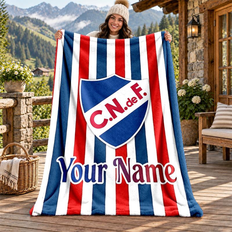 Club Nacional Football Custom Name Flannel Blanket Personalized Soft Warm Plush Throw Blanket Customized Gift for Family Friends