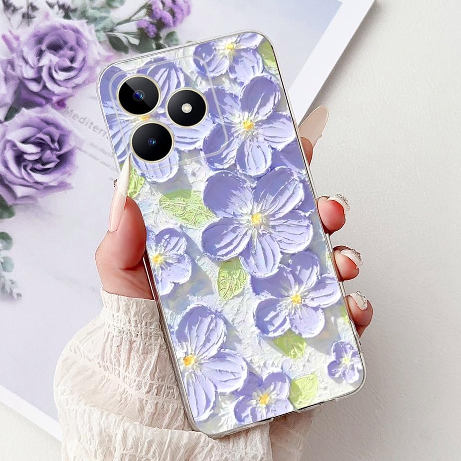 Für Realme Note 50 Hülle RMX3834 Niedliche Katze Bemalte Abdeckung Klare Silikon Weiche TPU Handyhülle Für Realme Note 50 Note50 Fundas Coque