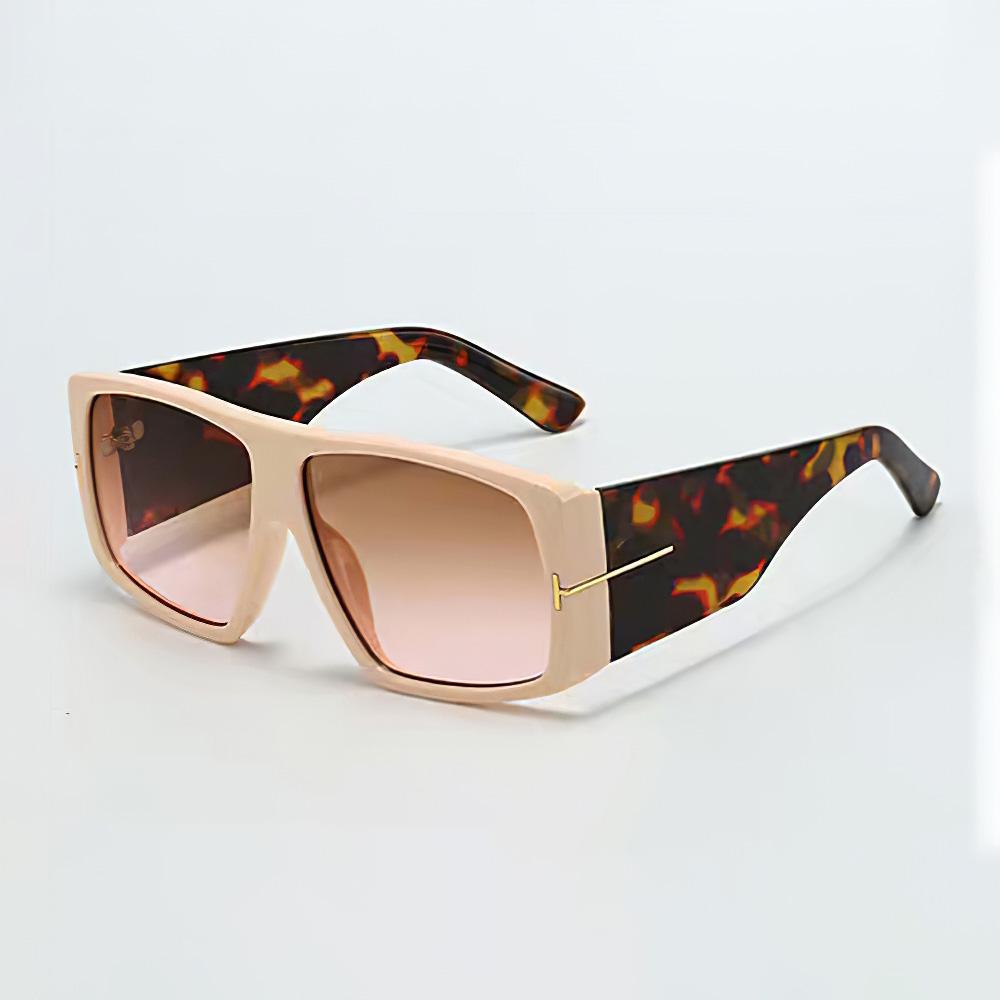 New in Sun Glasses for Women Modern Minimalist Style with Black Orange Lenses Golden Decorative Strips for Glasses Women