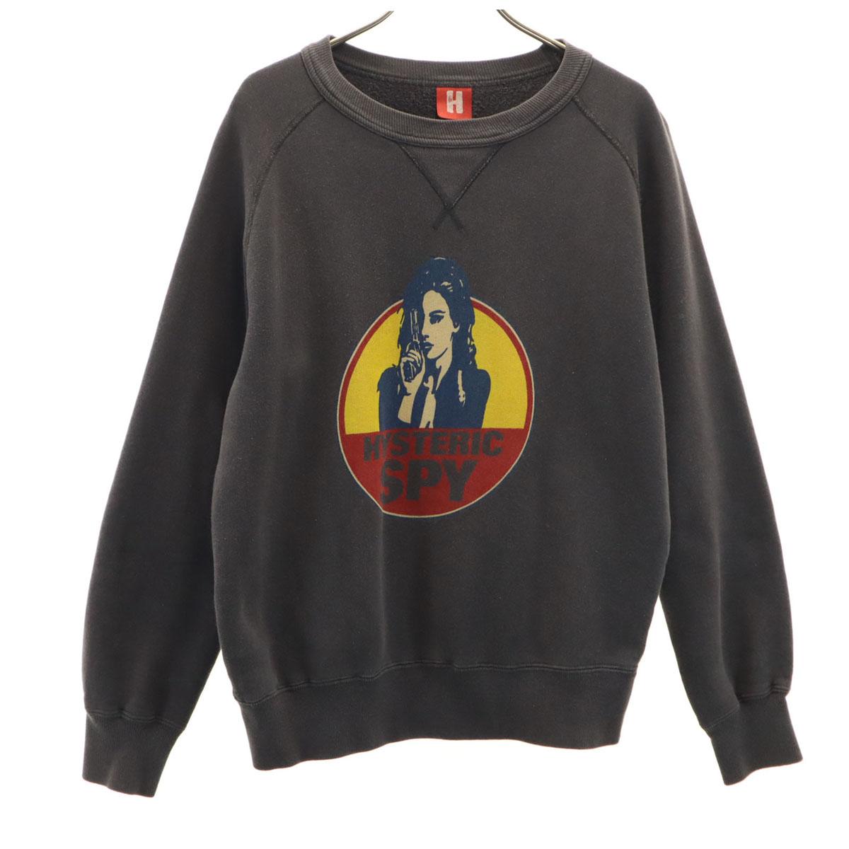 

HYSTERIC Long sleeve sweat trainer F Gray SPY fleece lining Women Used