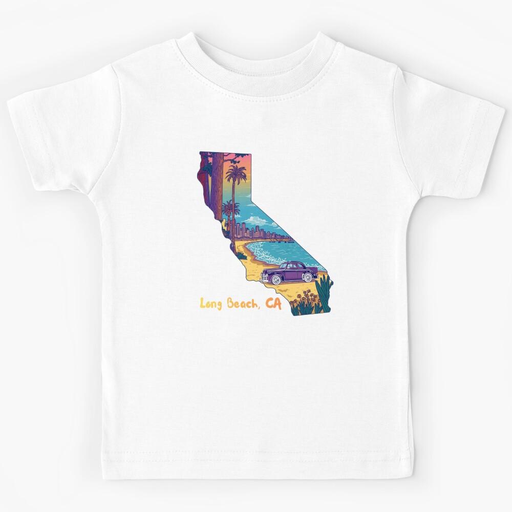 Long Beach California Retro Beach Vibes Map Art Kids T-Shirt 100