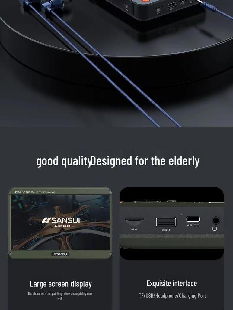 Sansui F51 2023 Radio: Senior-Friendly Portable Bluetooth Speaker with Video Playback & Card Slot