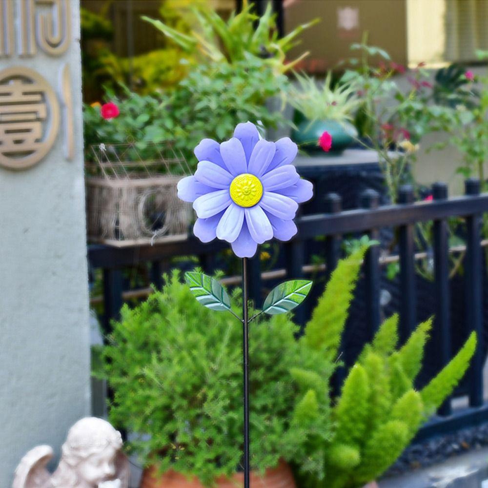 Simulation Garden Windmill Spinner Metal Flower Pinwheel Flower Climbing Support  Backyard Patio