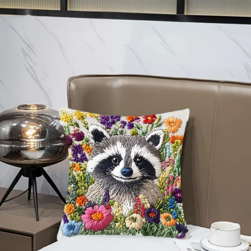 Raccoon Throw Cushion Covers Chair Living Room Pillowcase Cozy Zipper Sofa Pillow Covers Animal Bedroom Indoor Home Decor